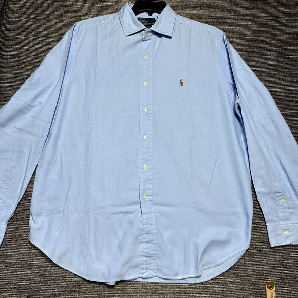 Polo By Ralph Lauren Button Up Shirt Men's XL Blue Westerton Classic Brown Pony - Picture 4 of 11